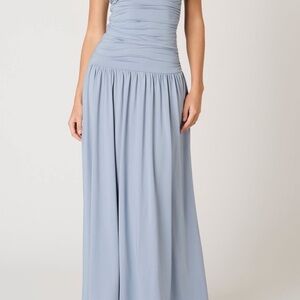 Elegant Strapless Blue Dress
